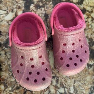 CROCS Glittery Pink Kids Slippers